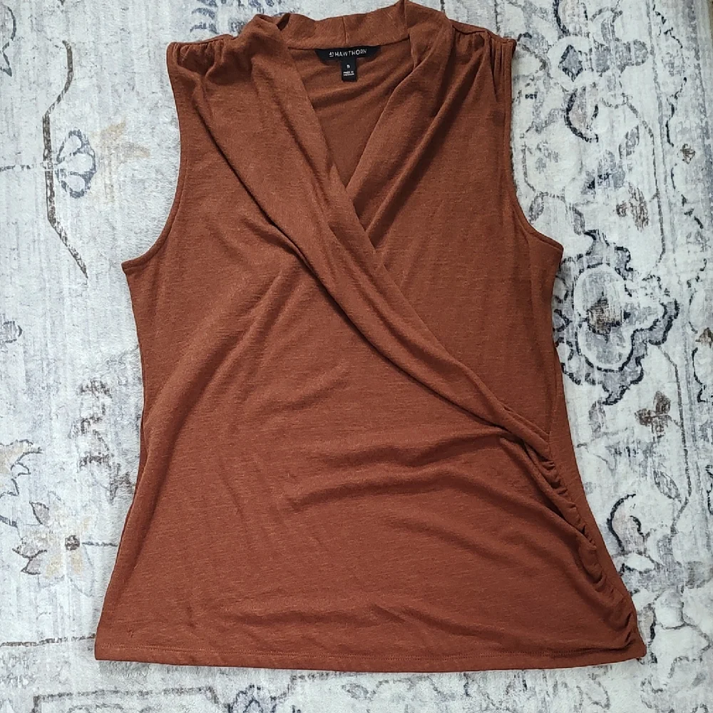 41 Hawthorn Rust Surplice Sleeveless Tank Top - Picture 1 of 2